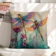 thumbnail image 6 of Dragonflies flowers Linen toss pillowcase Decoration pillowcase Gift preferred 18x18" Cushion cover 1 set Sofa pillowcase Sofa bedroom living room car, 6 of 8