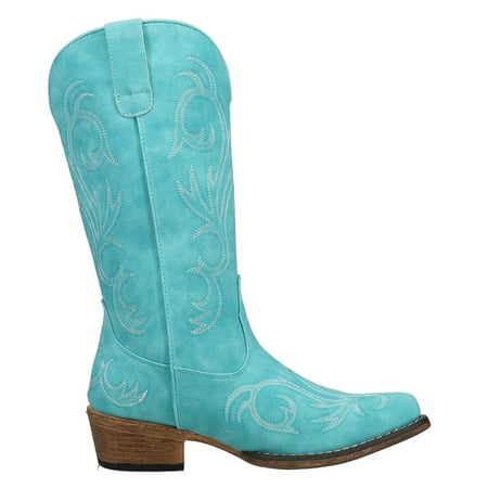 UPC: 0052356934560 | Roper Womens Riley Embroidered Snip Toe Casual Boots Mid Calf Low Heel 1-2