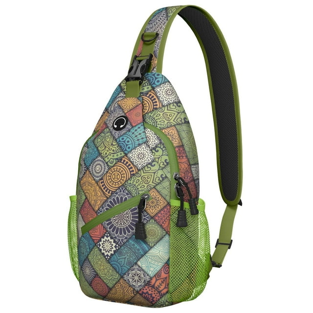 Tribal Ink Style Sling Backpack Lightweight Crossbody Bag for Hiking, Outdoor Activities and Daily Commuting