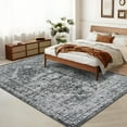 thumbnail image 5 of Washable Living Room Rug, Large Vintage Printed Accent Carpet with Non-Slip Backing, Medallion Low Pile Indoor Mat, Oriental Distressed Floor Cover for Bedroom, Office, 5 of 12