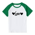 thumbnail image 2 of Virmaxy Children's Love Printed Shirt Boys Girls Boys Girls Casual Short Sleeve Round Neck Tops Summer Loose Casual Trendy Pullover Shirt Green-2 9 Years, 2 of 9