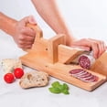 thumbnail image 2 of 1Pcs Oak Sausage Slicer With Stainless Steel Blade For Cooking Enthusiasts Cutting Sausages Bacon Schneider Sausage Chorizo Salami Fruits Vegetables And Hot Dogs, 2 of 6