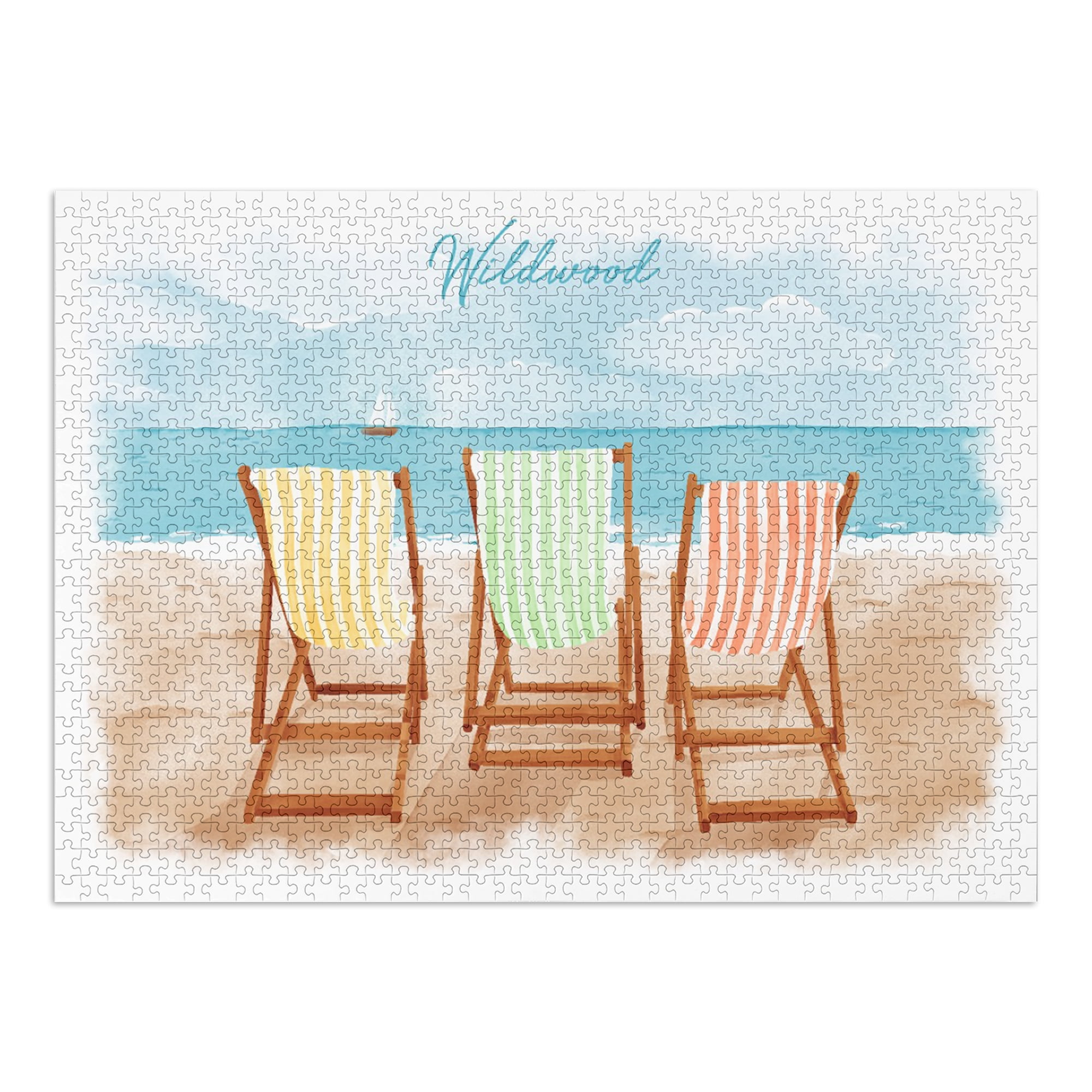 Wildwood, New Jersey, Beach Chairs, Watercolor Study (1000 Piece Puzzle, Size 19x27, Challenging
