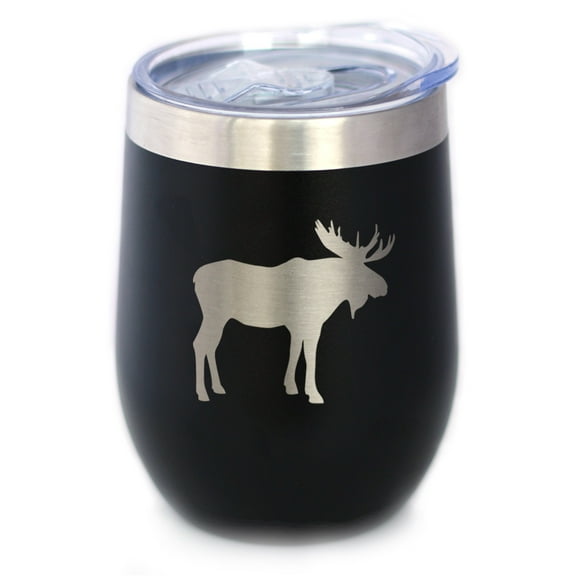 Bevvee Insulated Wine Tumbler 12 oz Moose Silhouette Gifts for Outdoorsy Wine Enthusiasts Tumblers