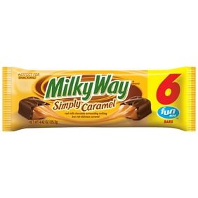 Milky Way Simply Caramel Milk Chocolate Fun Size Candy Bars - 4.42 oz 6 Pack