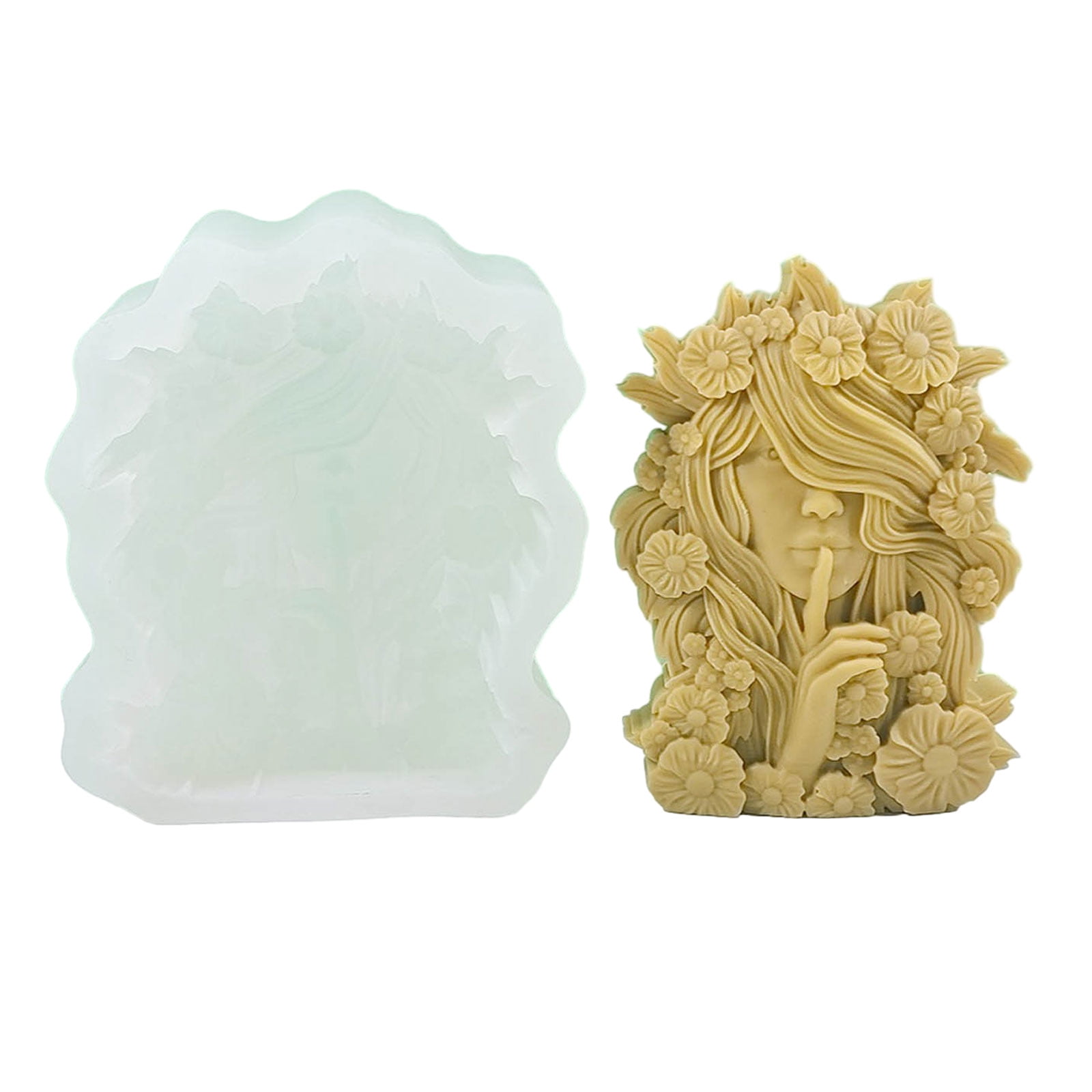 3D Candle Silicone Mold Handmade Whispering Girl Statue Craft Plaster Resin Candle Making Tool Soap Plaster Mould Decor