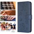 thumbnail image 6 of SaniMore for iPhone 15 Pro Wallet Case, PU Leather Embossed Flower Adjustable Stand Card Slots Cash Pocket Business Shell Styllish Full Protective Shockproof Anti-drop TPU Inner Retro Design, Blue, 6 of 11