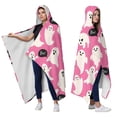 thumbnail image 2 of Wearable Blanket,Halloween Ghosts with Boo Hooded Wearable Sherpa Blanket for Adults & Teens,Winter Poncho Shawl Wrap Cape Thick Warm,50"x60", 2 of 5