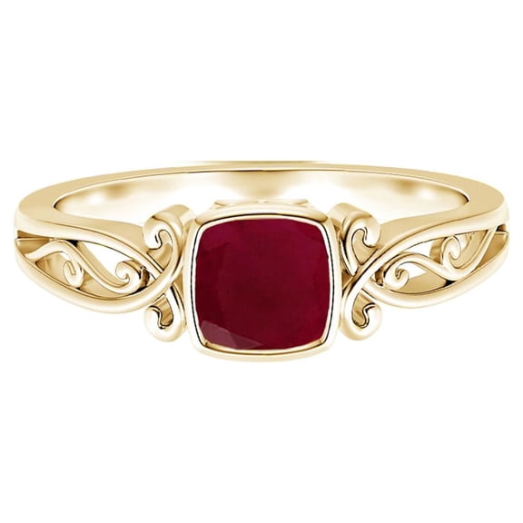 Cushion 2 Ctw Ruby Bezel Set 925 Sterling Silver Women Engagement Ring