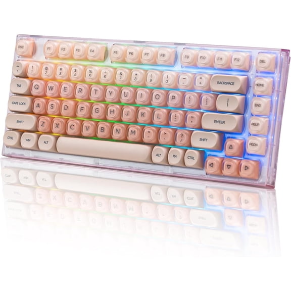 X75 75% Wireless Mechanical Keyboard, Hot Swappable Computer Creamy Keyboard, Foundation Jelly Keycaps, Pre-lubed Switches Gasket Mount RGB Backlit Gaming Keyboards for Win/Mac, Pink
