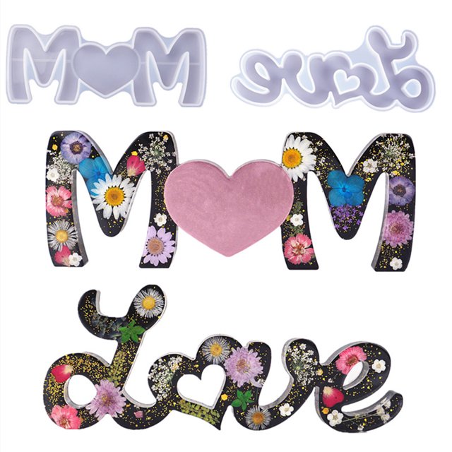 Large Mom Love Letter Pendant Resin Mold Mother 's Day Love Sign Word Mold Silicone Mold Epoxy Resin Molds Craft Tool - A