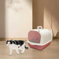 thumbnail image 5 of Fully Enclosed Cat Toilet Durable with Front Door Flap Hooded Cat Pink White, 5 of 8