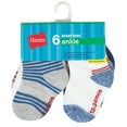 thumbnail image 2 of Hanes Toddler Boys' Ankle Socks 6-Pack Assorted 4/5T, 2 of 2