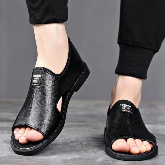 Xucatan Men's Leather Open Toe Sandals Fisherman Sandals Cutout Water Shoes Slip On Flat Comfortable Outdoor Casual Beach Gift