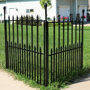 Sunnydaze 2-Piece Spear Top Garden Landscape Metal Border Fence, Black, 29 Inches x 37 Inches Per Panel, 6 Feet Overall
