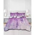 thumbnail image 3 of Purple Botanical Queen Size Down Alternative Comforter,Lightweight Comforter Quilt Bedding Set with Pillow Shams Watercolor Spring Floral Oil Painting Elegant Bed Comforter Duvet Insert 90"x96", 3 of 7