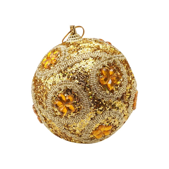 Gibobby Glitter Christmas 8CM Adornos Ornamento Árbol de Navidad Decoración Rhinestone Decoración y(Gold)