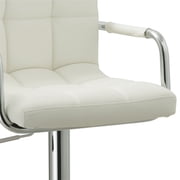 AC Pacific Contemporary Adjustable Swivel Kitchen Bar Stool Chair with Cushion and Armrest, 24-33, White