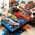 thumbnail image 5 of Meiyoeat Cartoon Racing Car Twin Sheets 3pcs for Boys,Race Track Art Bedding,Blue Red,1 Fitted Sheet,1 Flat Sheet and 1 Pillowcase, 5 of 6