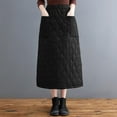 thumbnail image 2 of KHONTS Women's Elastic Waist Quilted Skirt Winter Warm Padded Quilted Midi Long Puffer Insulated Skirt with Pockets Black XL, 2 of 6