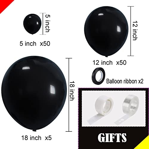 105pcs Globos Negros 18 pulgadas 12 pulgadas 5 pulgadas, Globo de Látex Negro Diferentes T YGYXMY YGYXMY