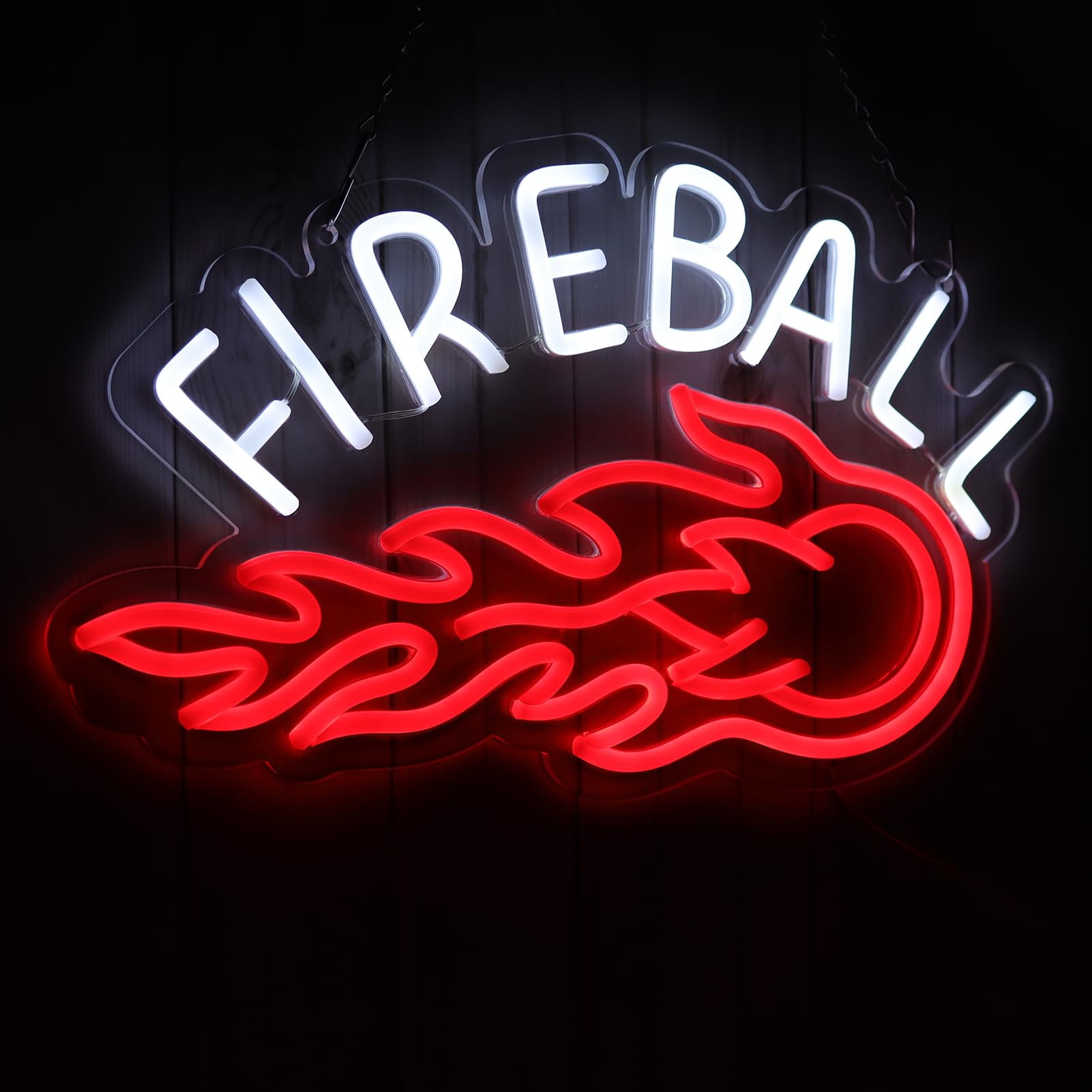 JFLLamp LED Neon Sign Flame Shape Red White Light USB Powered Wall Decor Acrylic Backboard Lamp for Bar Home Party
