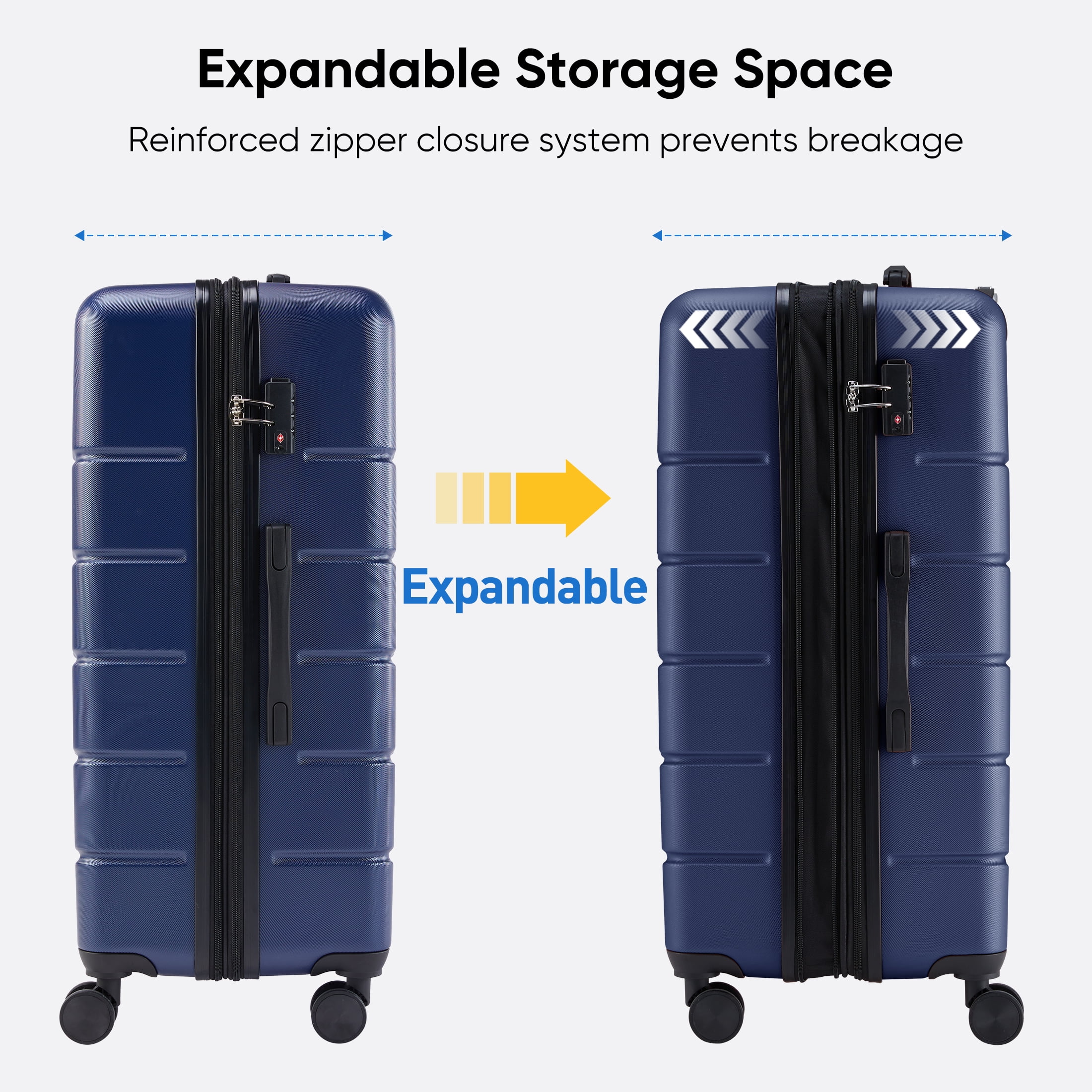 edx 24 Inch Hardside Expandable Luggage with Spinner Wheels, Checked-Medium Lightweight Expandable Rolling Luggage with TSA Lock, Blue
