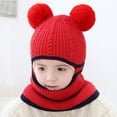 thumbnail image 2 of EnJoCho Toddler Kids Baby Boys Girl Pompon Hat Winter Warm Knit Crochet Beanie Cap Scarf Baby Child Casual Outing Hats, 2 of 3