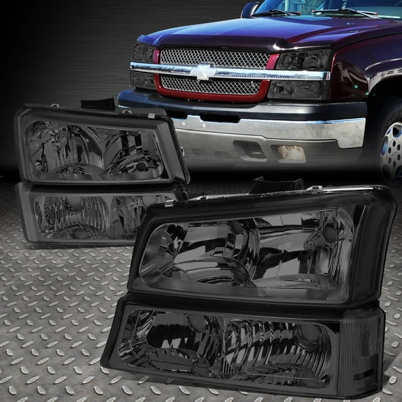NUVISION for 03-06 Chevy Silverado 1500-3500 Avalanche Headlight Bumper Lamp Smoked/Clear