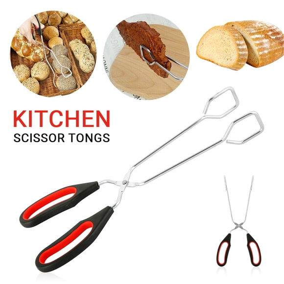 PLGEBR Kitchen Scissor Tongs Ergonomic 10-Inch Stainless Steel Grill Tong
