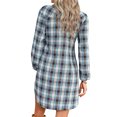 thumbnail image 5 of STARVNC Women Plaid Lapel Collar Single Breasted Tie Waist Long Sleeve Shirt Dress, 5 of 7