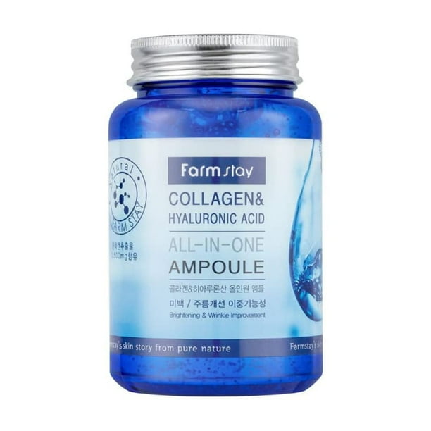 Ampoule FARMSTAY Colágeno y ácido hialurónico 250 ml para el cuidado de la piel coreano