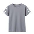 thumbnail image 2 of Cethrio Boys Activewear T-shirts Size 10-12, Short Sleeve Summer Casual Quick-drying Athletic Tops Gray, 2 of 6