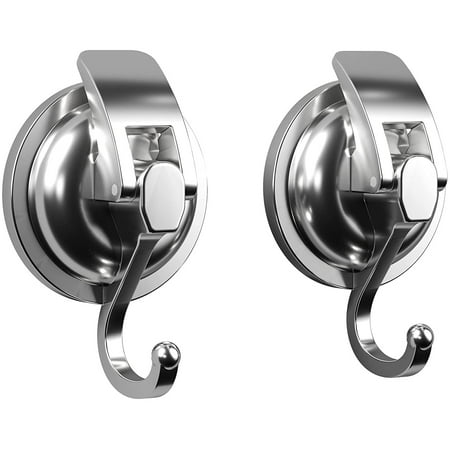 

Suction Cup Hooks 2 Pack Silver Chrome-Plated Polished Heavy-Duty Suction Cup Hooks Easy To Install And Removable Without Punching For Kitchen Bathroom And Restroom