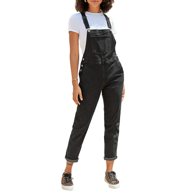 LookbookStore Long Overalls Pants for Women Casual Stretch Denim Bib  Overalls Pants Jumpsuits Grey Size M Size 8 Size 10 