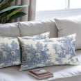 thumbnail image 3 of French Country Pillow Covers Set of 2 12x20 Inch Vintage Toile Blue Cotton Linen Polyester Decorative Throw Pillow Case Cushion Cover for Bedroom Sofa Living Room Couch Chair Office, 3 of 5