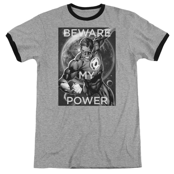DC Comics Power Adult Ringer T-Shirt Heather/Black