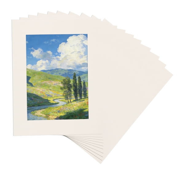 Uxcell 10 Pcs Picture Frame Mats, 9 x 7 Inch Picture Mats for Frames, Photo Mattes Angled Cut Board for Photos, White