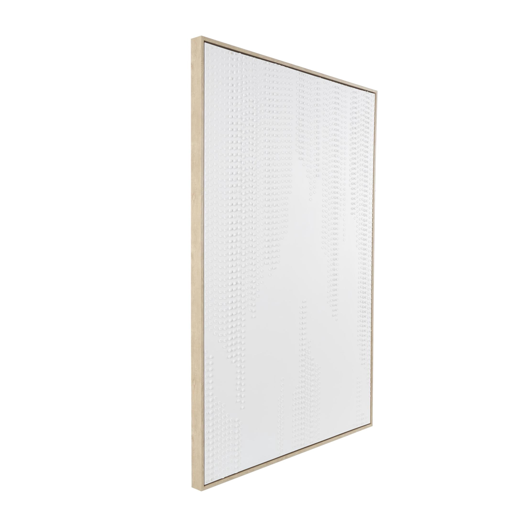 33" x 49" Dimensional Dot Abstract Framed Wall Art with Brown Wooden Frame, by DecMode