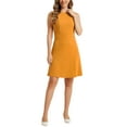 thumbnail image 1 of INSPIRE CHIC Vestido midi sin mangas de color sólido para mujeres en el trabajo XL Amarillo, 1 of 5