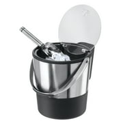 Oggi Ice Bucket with Flip Top and Ice Scoop, Large 4 Qt Capacity, Stainless Steel & Black Model