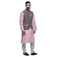 thumbnail image 2 of Atasi Pyjama Kurta Col Mandarin Traditionnel Uni avec Veste Imprimée, 2 of 3