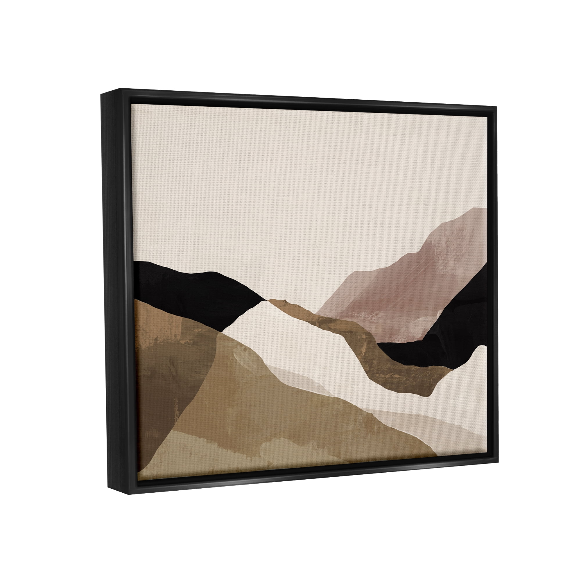 Stupell Industries Abstract Desert Dunes Collage Abstract Painting Black Floater Framed Canvas Art Print Wall Art, 21 x 17