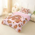 thumbnail image 2 of Erosebridal Kawaii Capybara Letter Monogrammed A Twin Comforter Sets 3-Piece For Boys Girls,Cute Food Fruit Food Animal Bedding Set For Kids,Pink Reversible, 2 of 7