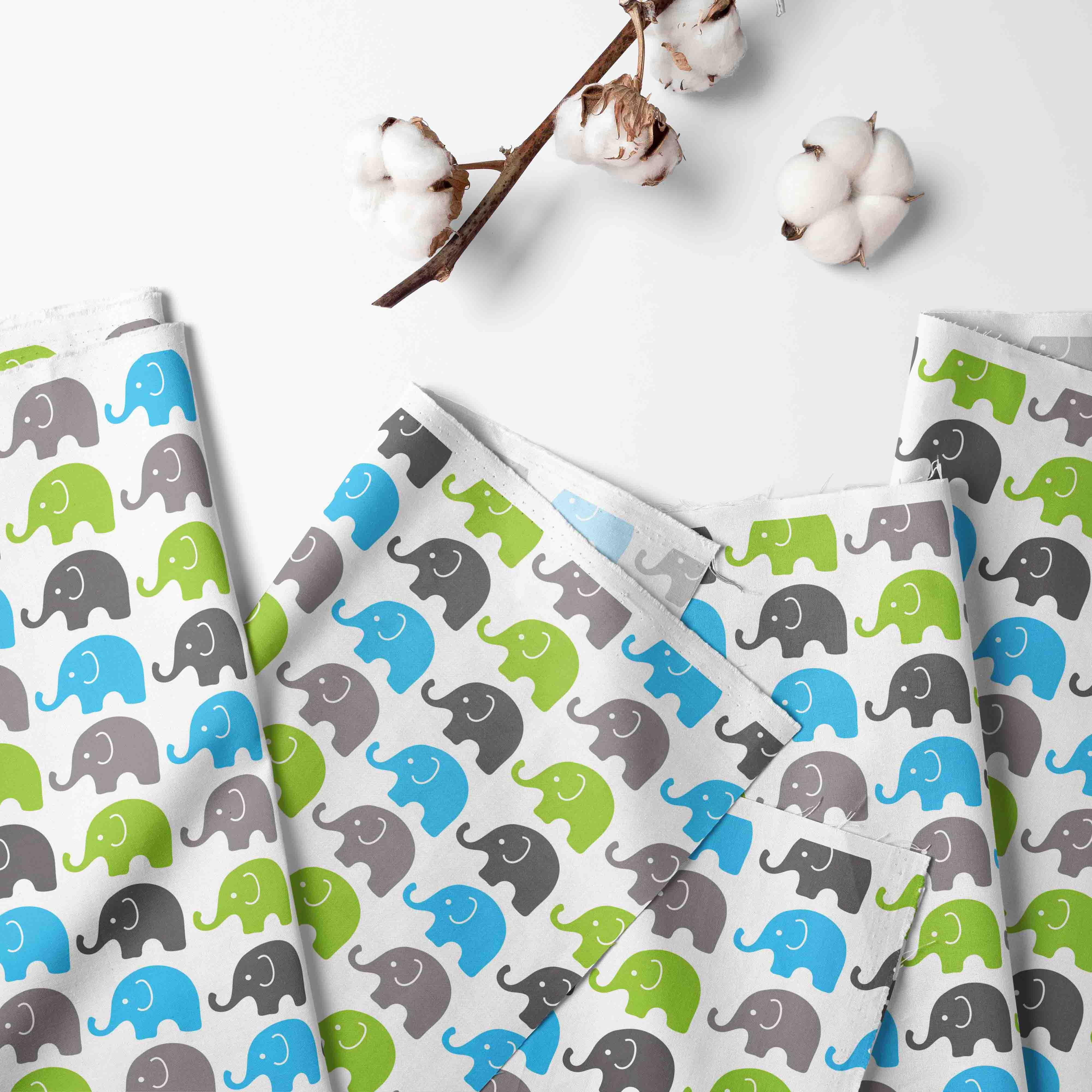 Bacati - Elephants Aqua/Lime/Grey Mini Crib Bedding Set