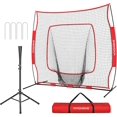 thumbnail image 1 of SPECSTAR 7x7Ft Baseball Softball Practice Net with Strike Zone Target Tee and Carry Bag, Red, 1 of 11