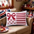 thumbnail image 1 of Funda de Cojín Patriótica con Diseño de Lazo y Bandera – Funda de Almohada Lumbar Decorativa para El Día de La Independencia, Decoración Del Hogar y Uso Festivo En Interiores y Exteriores., 1 of 6