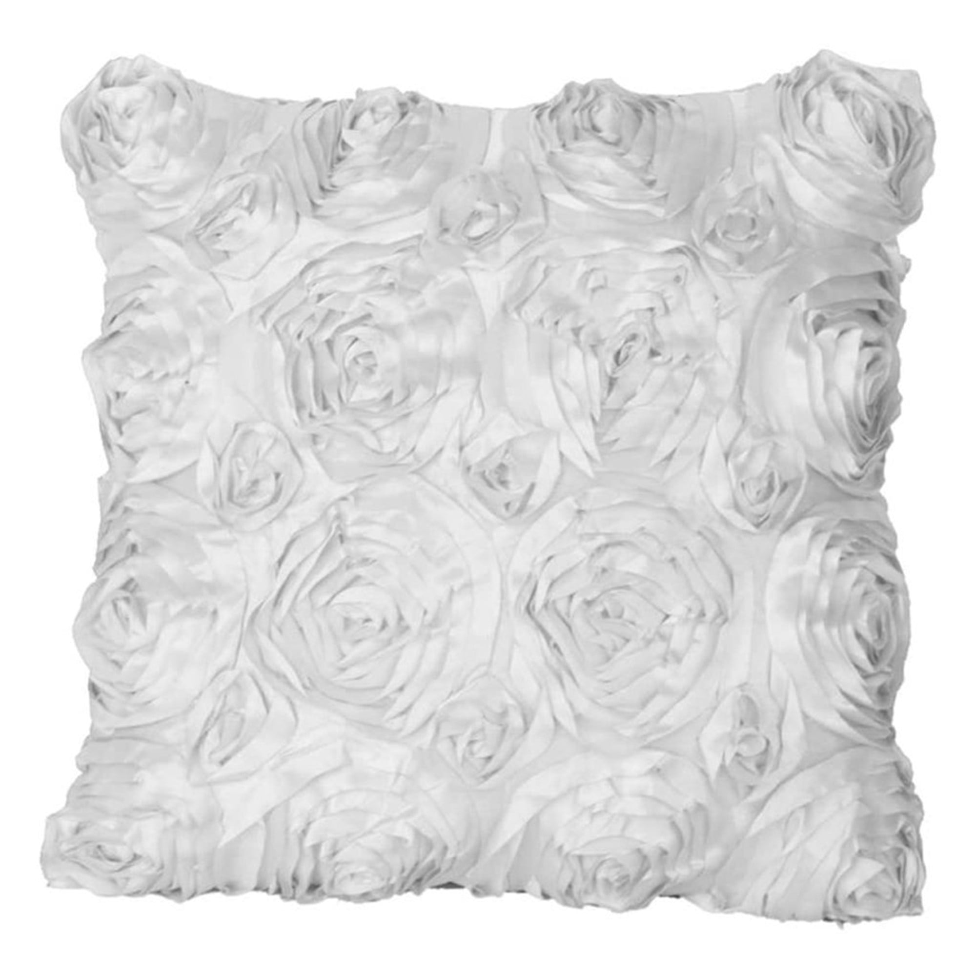 Satin Flower Pillow Case Sofa Chair Throw Pillow Cover ...