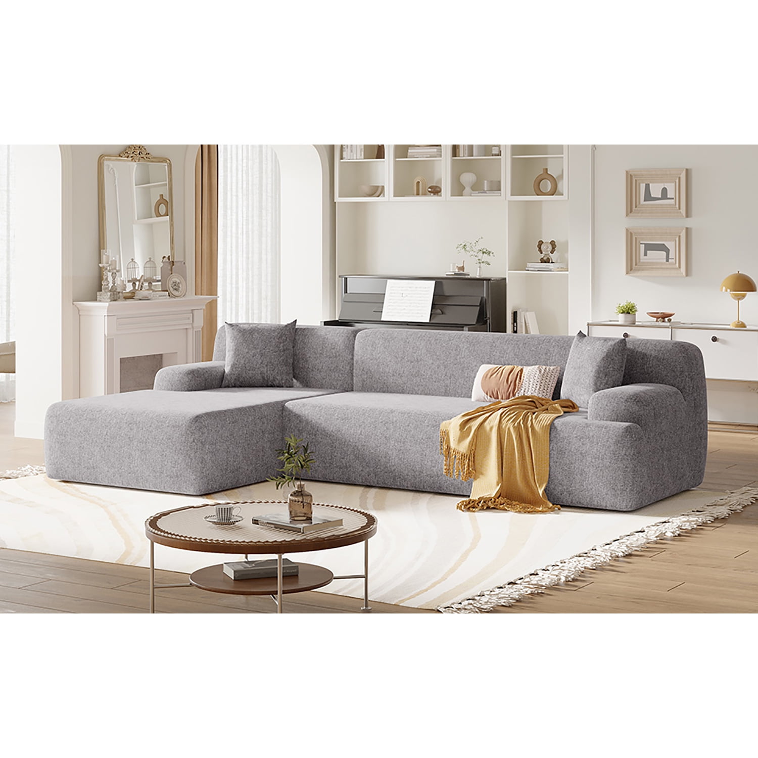 Kadyn Modern Large L-Shape Modular Sectional Sofa, Sofa Couch for Living Room, Bedroom, Salon, 2 Piece Free Combination, Gray