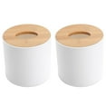 thumbnail image 1 of 2PCS Wooden Lid Round Tissue Boxes Roll Paper Tissue Holders Practical Napkin Boxes Simple Tissue Storage Box for Kitchen Home Living Room, 1 of 8